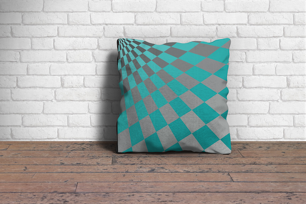 Geometric Warped Checkers Pillow Mockup